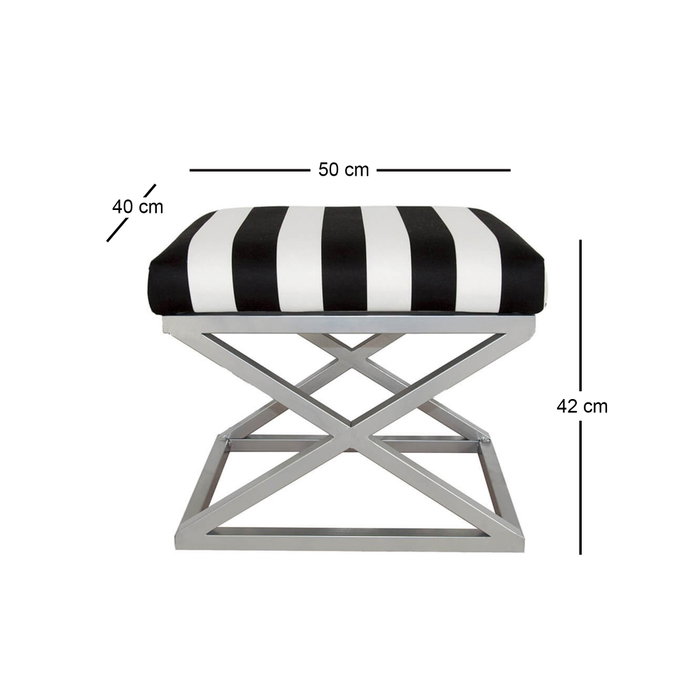 Atelier Del Sofa Puff Plateado, Blanco y Negro, 50x40x42 cm